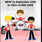Boy Rock Band Red Birthday Party Ticket Invitation