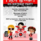Girl Rock Band Red Party Invitation