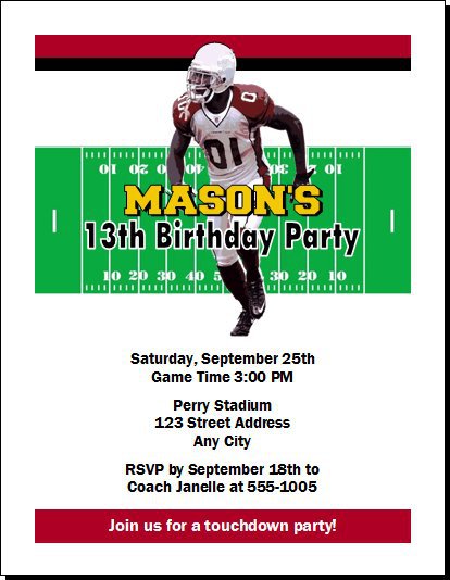 NFL Arizona Cardinals Birthday Invitation  Birthday invitations, Football  birthday party, Invitations