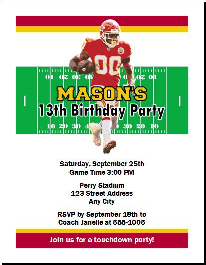 NFL Kansas City Chiefs Birthday Invitation