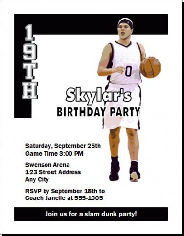 Brooklyn Nets Colored Basketball Party Invitations