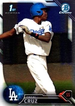 2016 Bowman Chrome Prospects BCP204 - Oneal Cruz, Los Angeles Dodgers