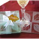 Fall In Love Leaf Glass Coaster Wedding Favors Set