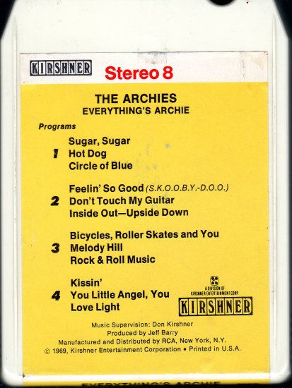 The Archies - Everything's Archie 8-track tape