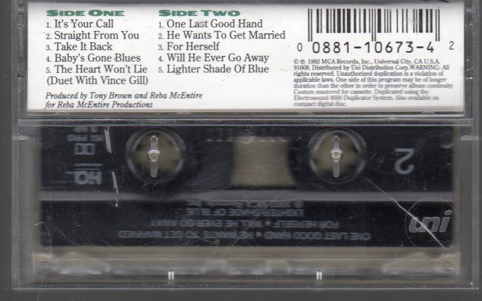 Reba McEntire - It's Your Call Cassette Tape