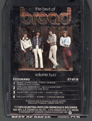 Bread - The Best Of Bread Vol II 8-track tape