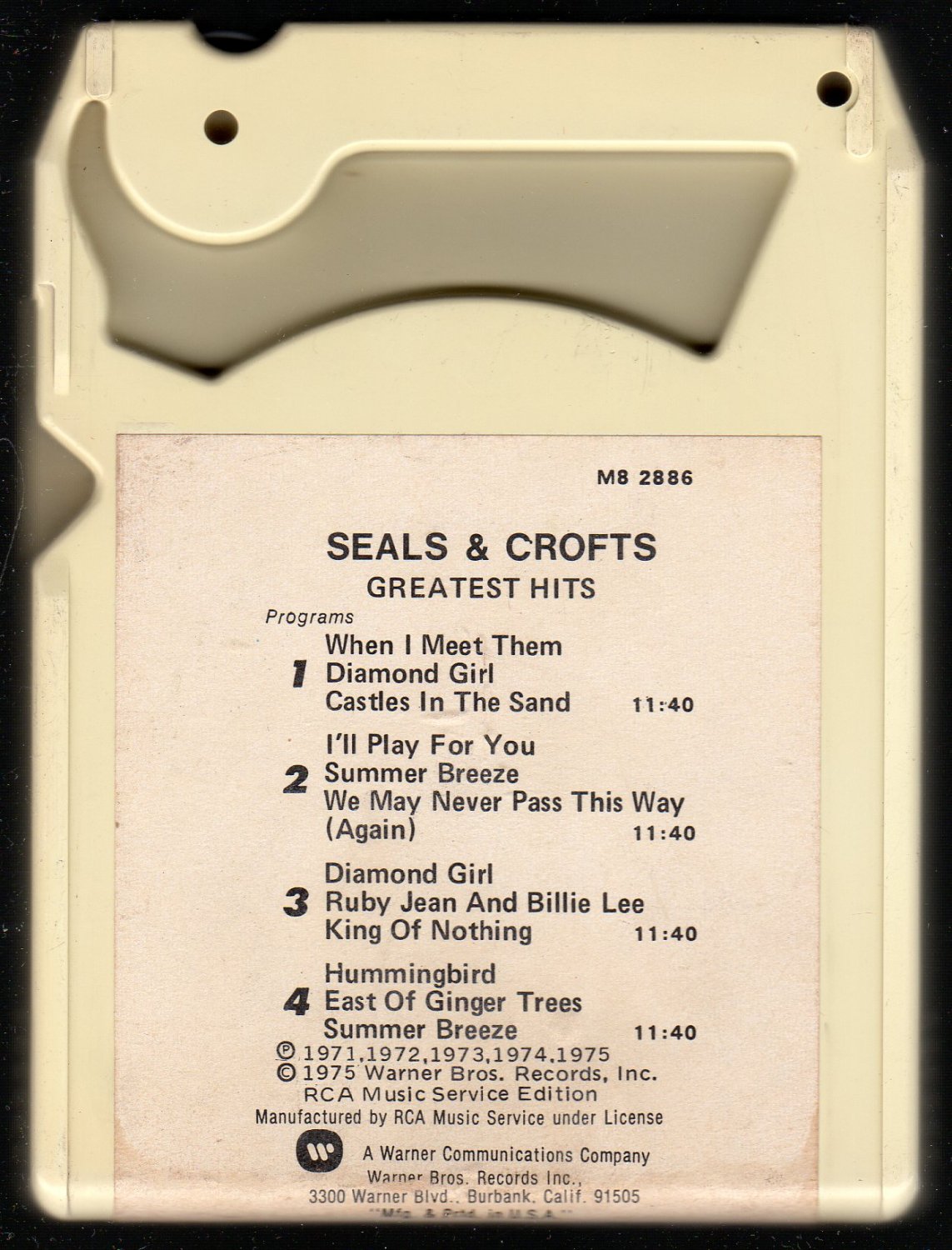 Seals & Crofts Greatest Hits RCA 8track tape