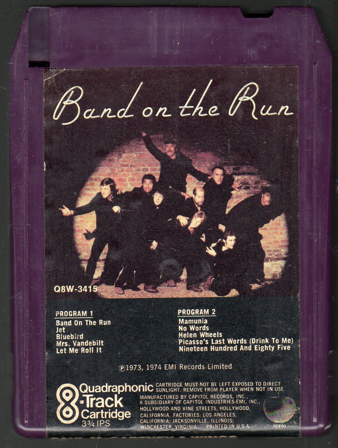 Paul McCartney & Wings Band On The Run Quadraphonic SOLD 8track tape