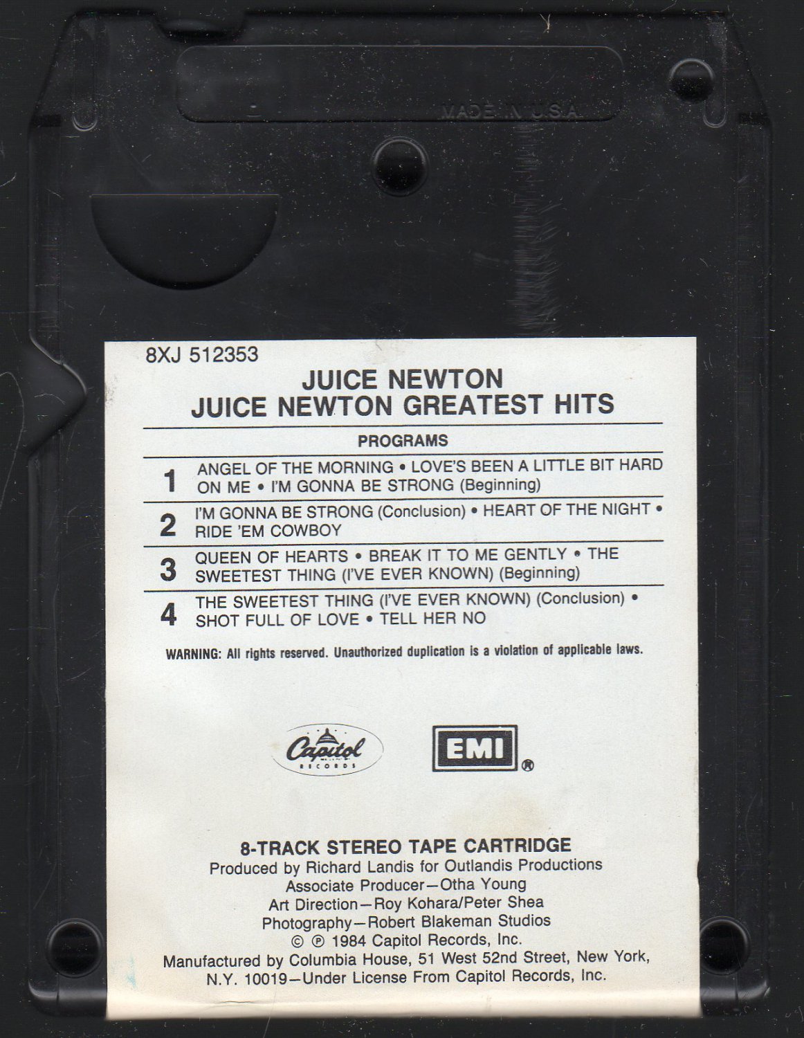 Juice Newton Juice Newton Greatest Hits And More 1984 CRC T8 8track tape