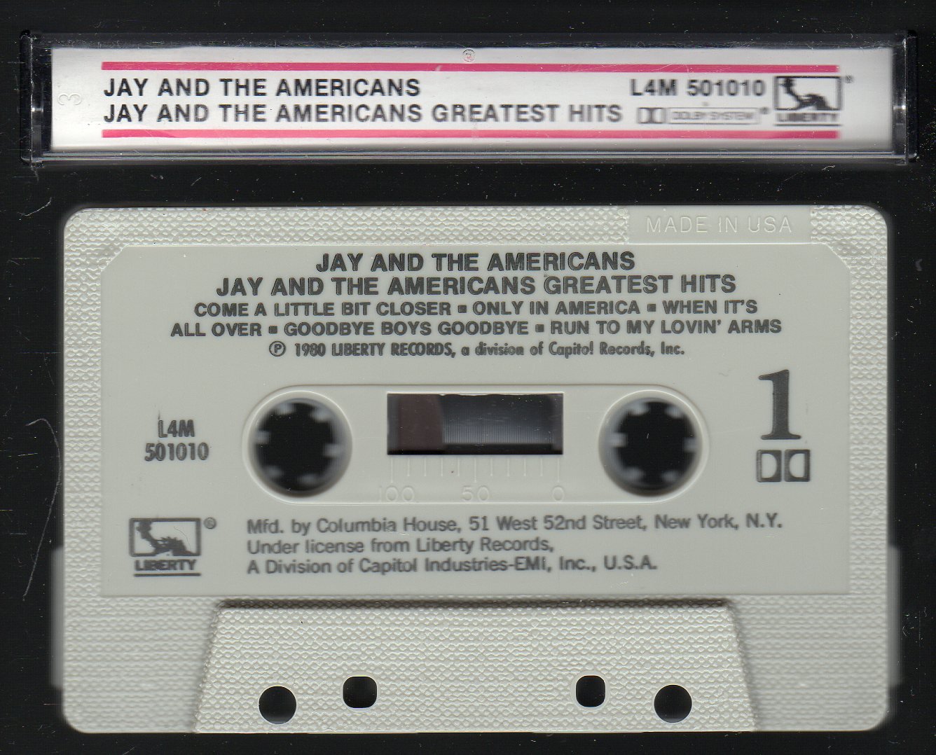Jay and the americans greatest hits 1980 crc c3 cassette tape