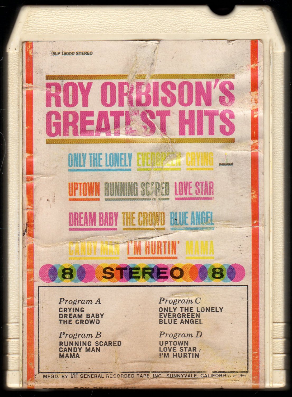Roy Orbison - Roy Orbison's Greatest Hits 1962 GRT MONUMENT AC1 8-track tape