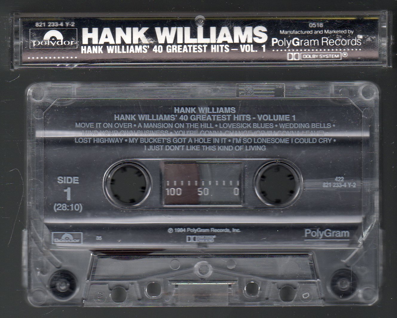 Hank Williams Sr 40 Greatest Hits Vol 1 C11 Cassette Tape