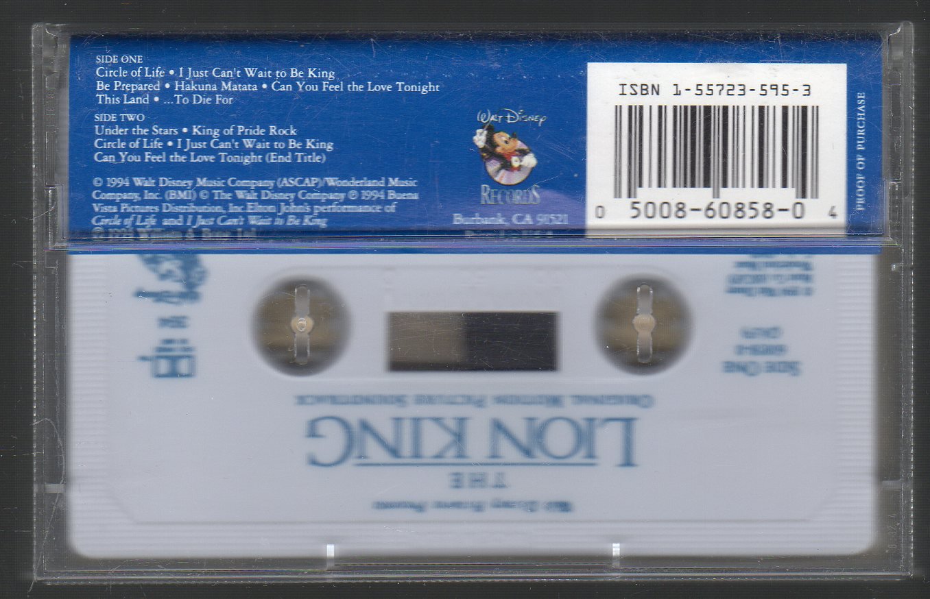 The Lion King Original Soundtrack 1994 Walt Disney C14 Cassette Tape 9505