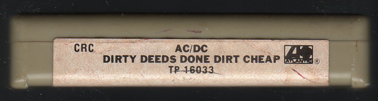 AC/DC - Dirty Deeds Done Dirt Cheap 1976 CRC ATLANTIC T6 8-track tape