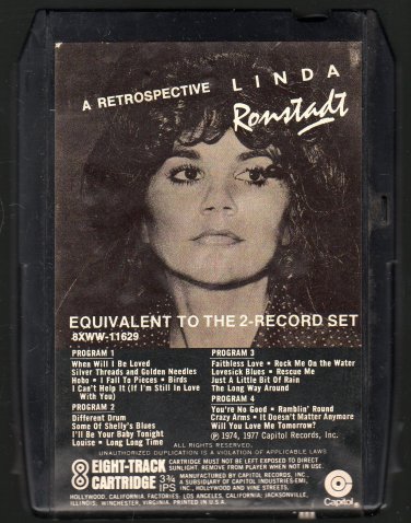 Linda Ronstadt - A Retrospective 1977 CAPITOL A21B 8-track tape