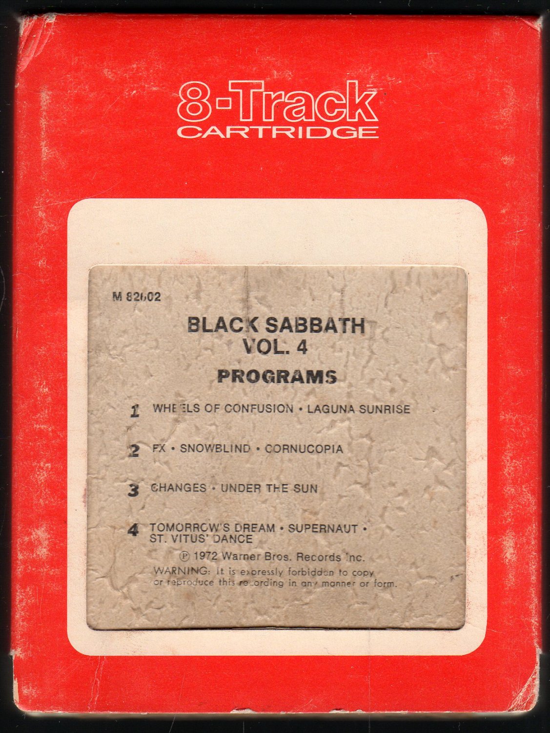 Black Sabbath - Vol. 4 1972 RCA WB A18D 8-TRACK TAPE