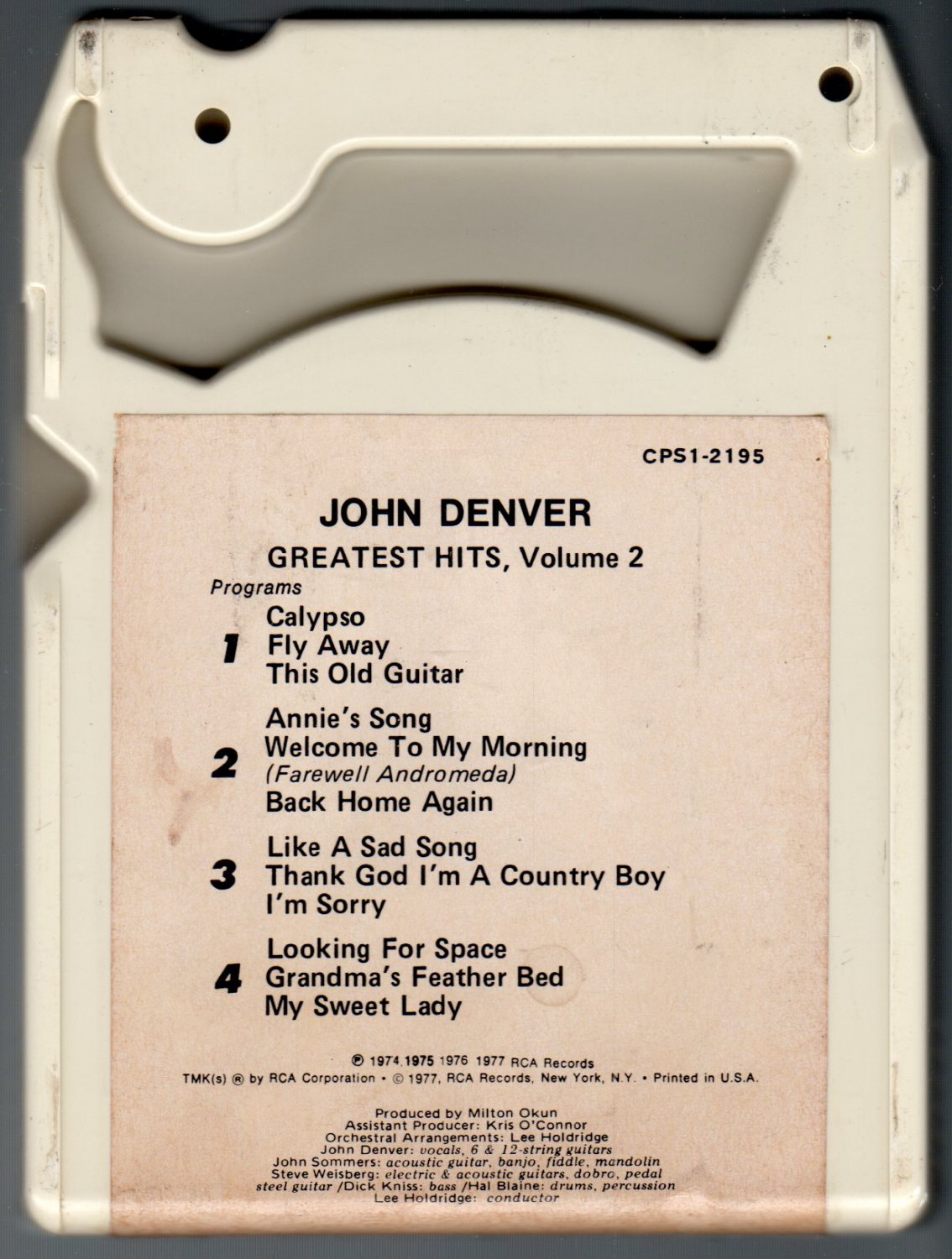 John Denver Greatest Hits Vol 2 1977 Rca A18c 8 Track Tape