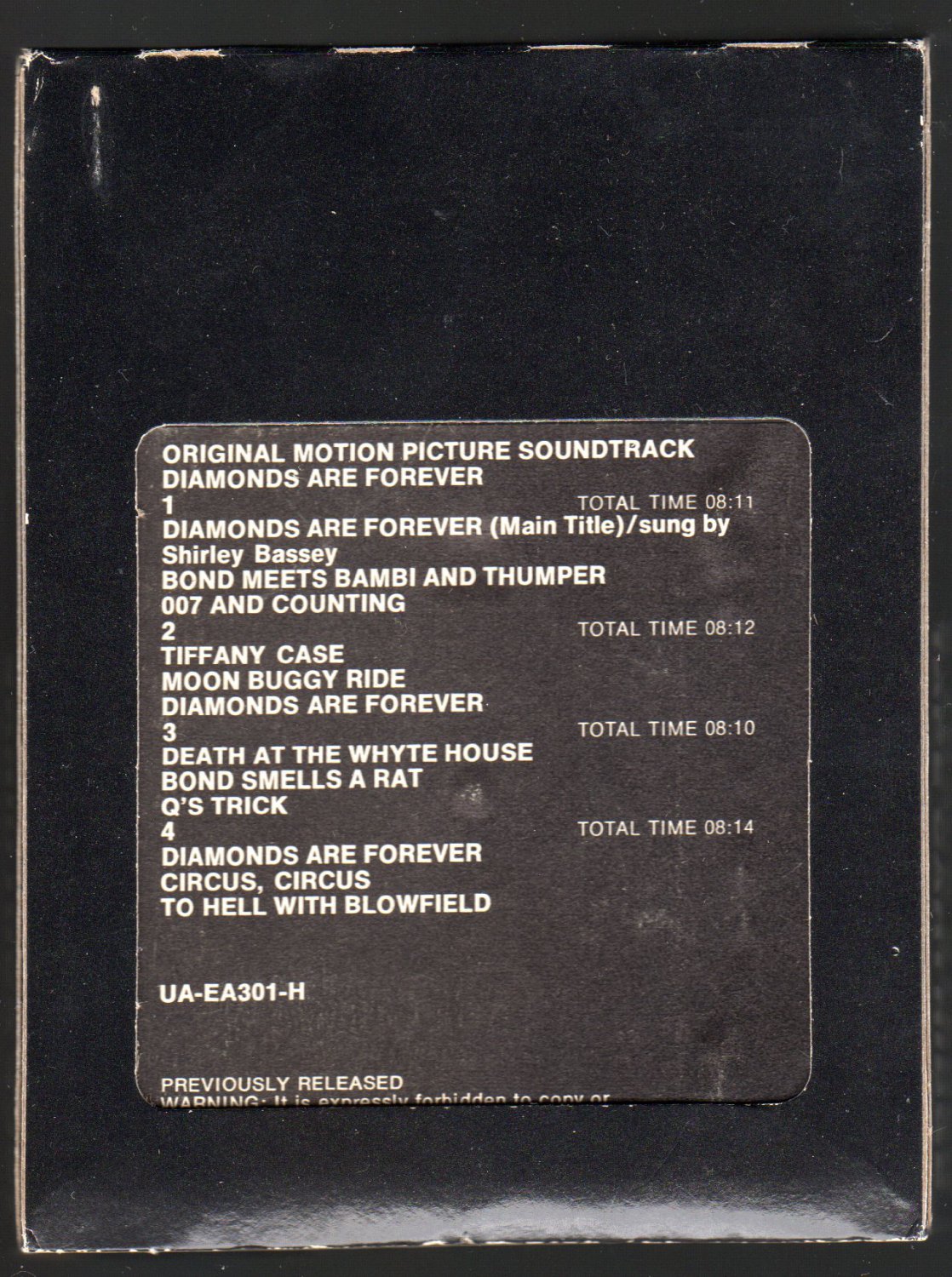 James Bond Diamonds Are Forever Original Soundtrack 1971 UA Reissue