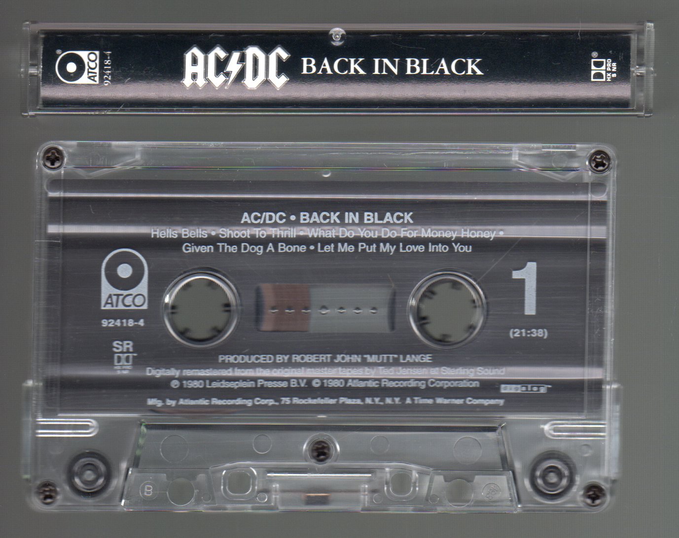 AC/DC - Back In Black 1980 ATLANTIC C8 CASSETTE TAPE