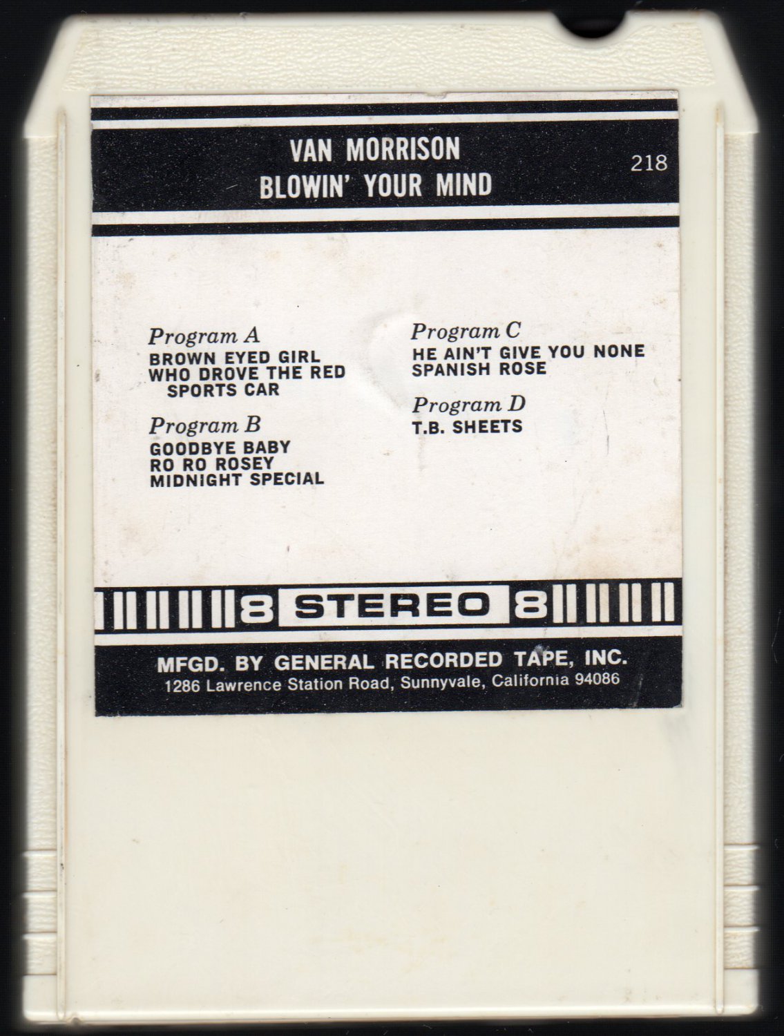 Van Morrison - Blowin' Your Mind 1967 Debut GRT BANG A21C 8-TRACK TAPE