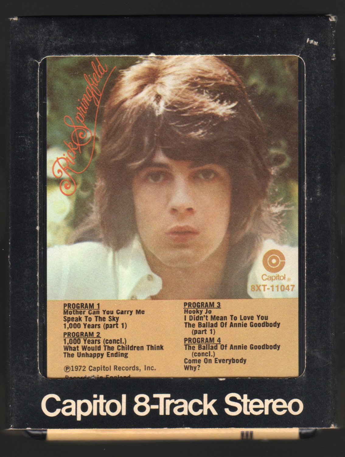 Rick Springfield - Beginnings 1972 Debut CAPITOL A21C 8-TRACK TAPE