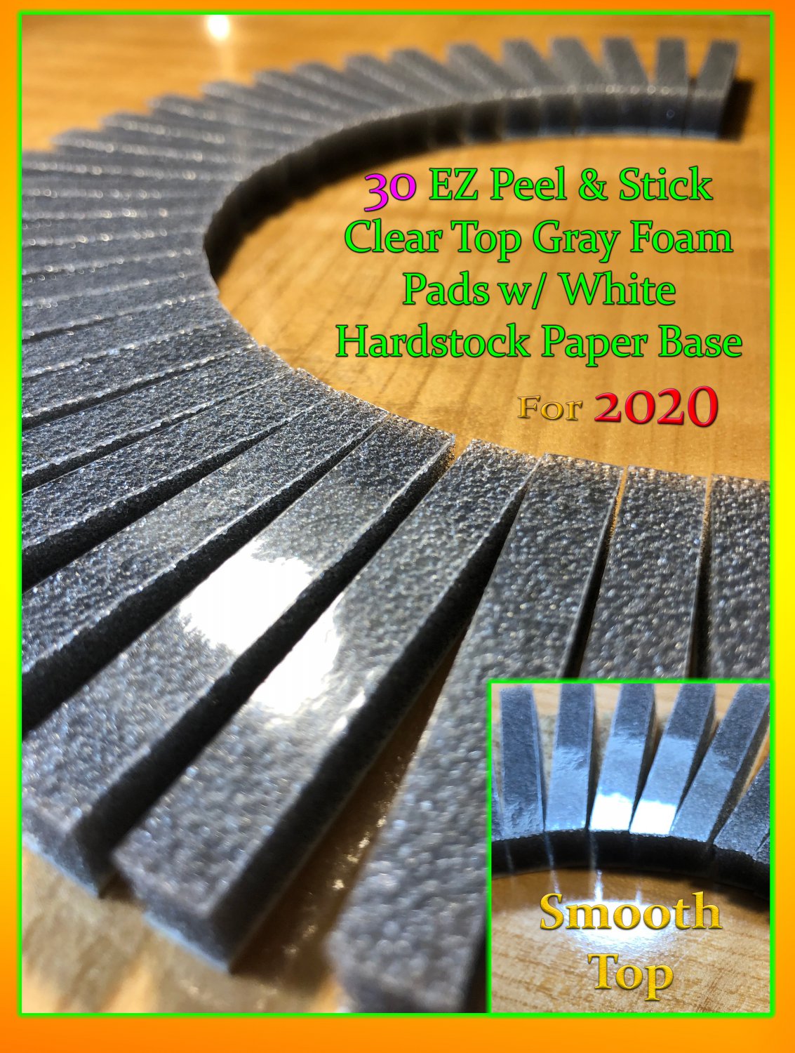 30 EZ Peel Stick Clear Top Soft CHARCOAL Gray Foam Pads For 8Track Tape