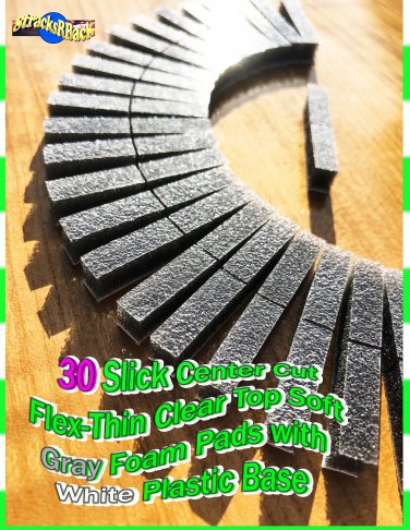 30 Center Cut Slick Flex-Thin Clear Top CHARCOAL GRAY Foam Pads 8-TRACK TAPE