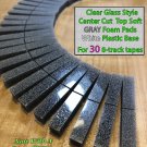 30 Center Cut Clear Glass Style Top CHARCOAL Gray Foam Pads For 8-Track Tape
