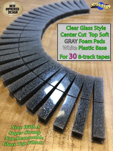 30 Center Cut Clear Glass Style Top CHARCOAL Gray Foam Pads For 8-Track Tape