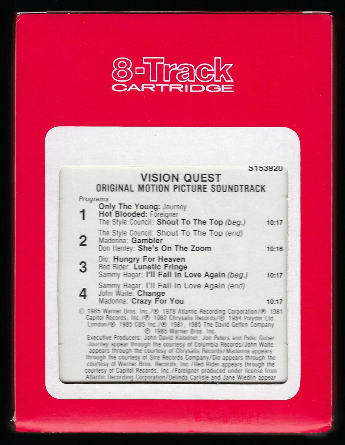 Vision Quest - Motion Picture Soundtrack 1985 RCA T9 8-TRACK TAPE