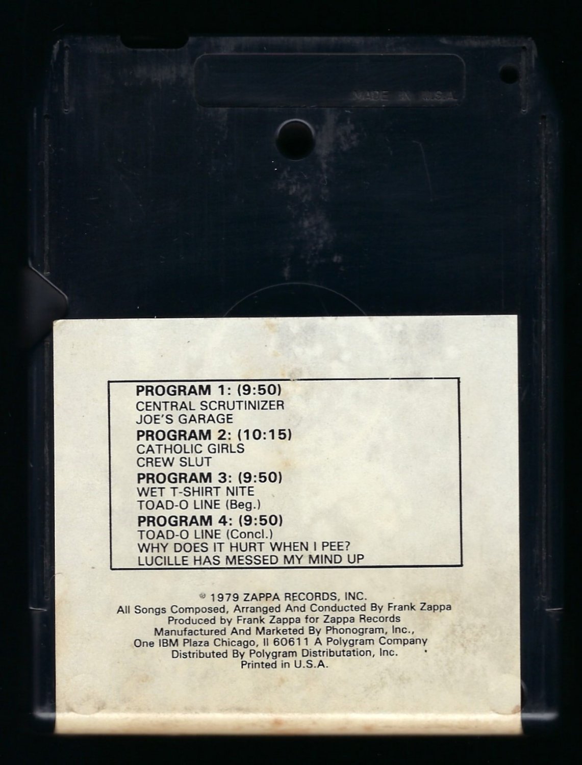 Frank Zappa Joe's Garage Act 1 1979 ZAPPA T13 8TRACK TAPE