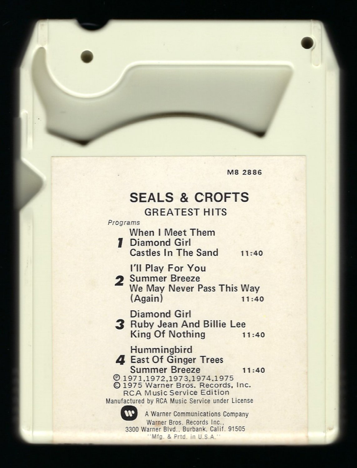 Seals & Crofts Greatest Hits 1975 RCA WB T11 8TRACK TAPE