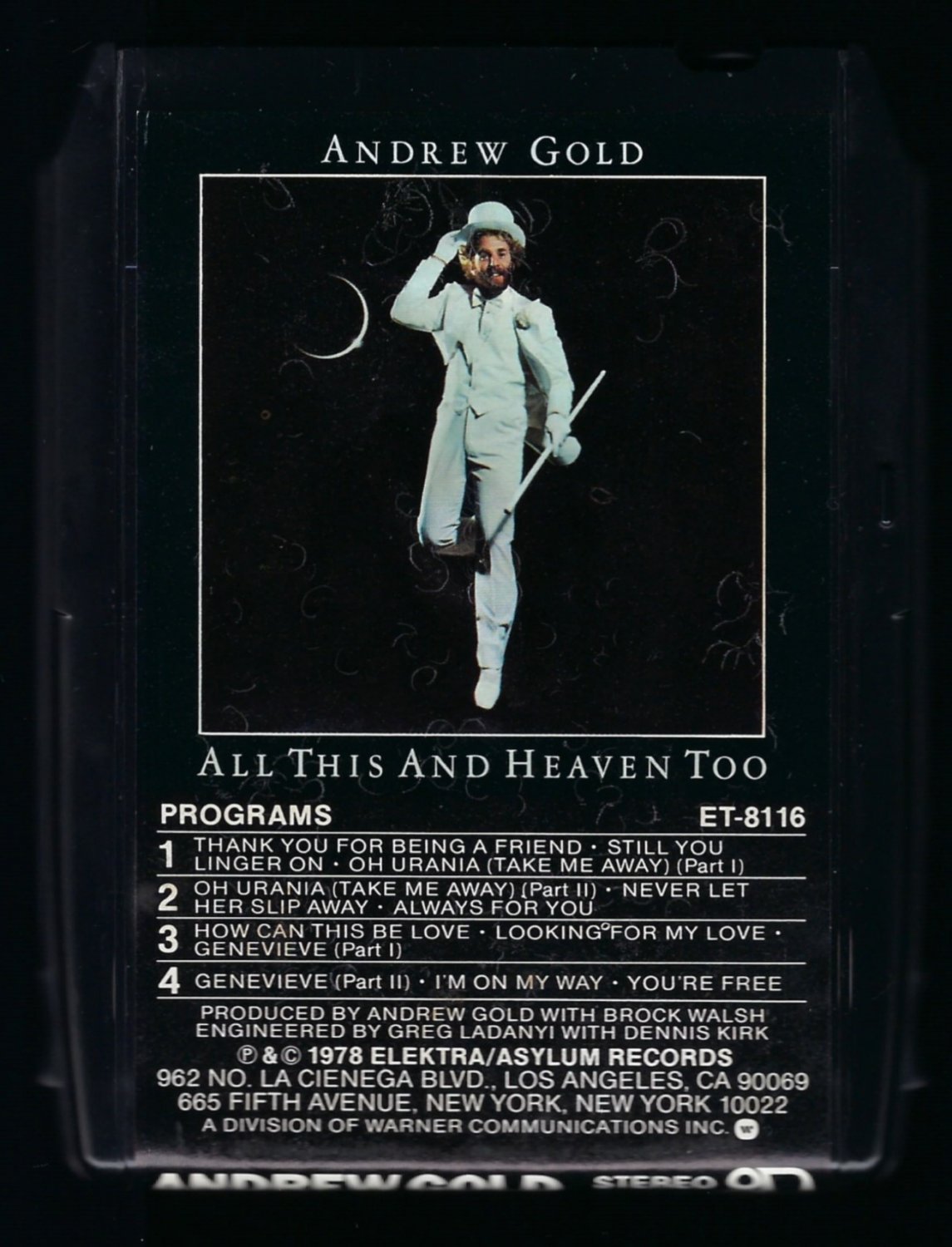 Andrew Gold All This And Heaven Too 1978 Elektra T10 8 Track Tape