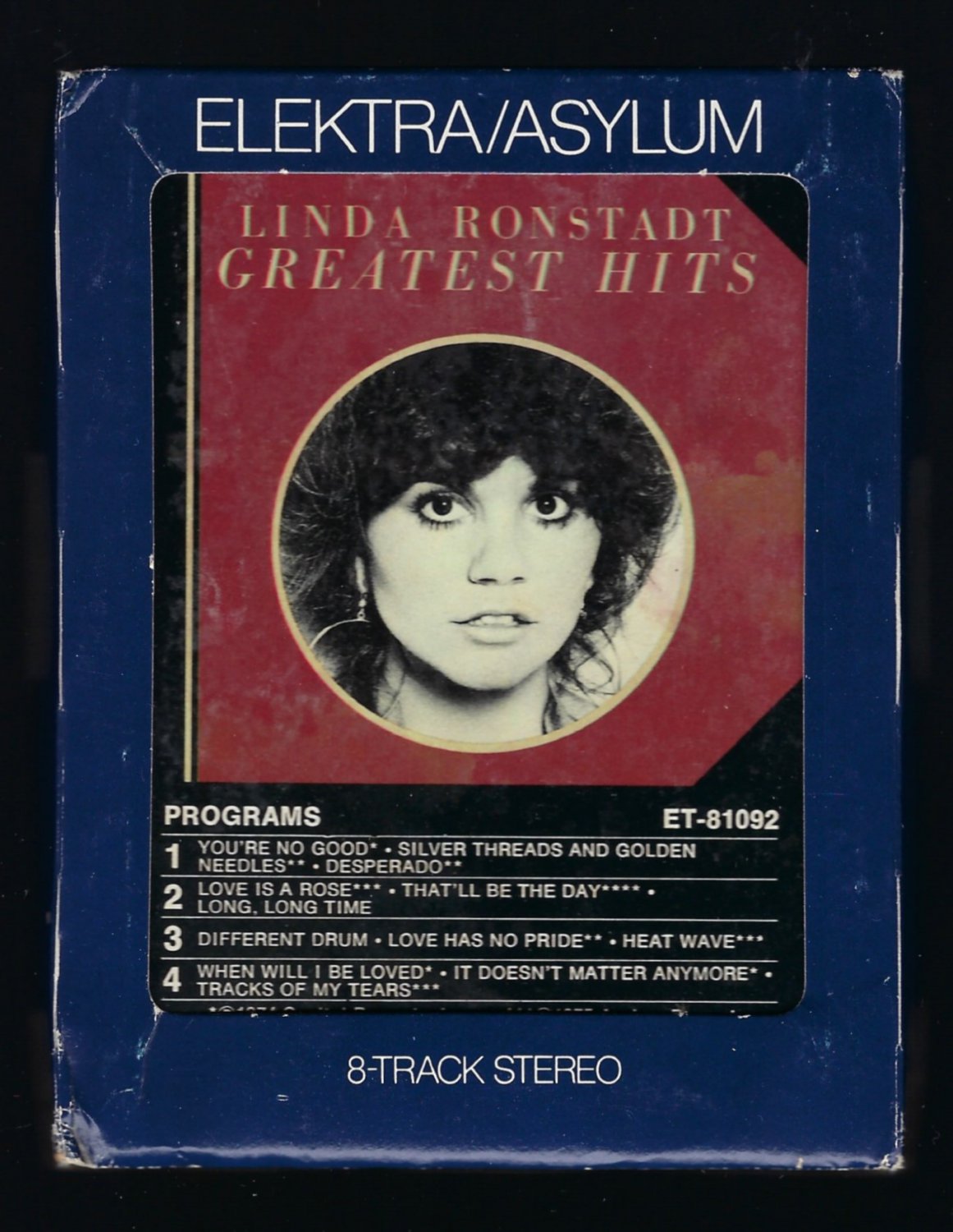 Linda Ronstadt - Greatest Hits 1976 ELEKTRA T10 8-TRACK TAPE