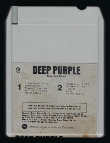 Deep Purple - Machine Head 1974 WB Quadraphonic T18 8-TRACK TAPE