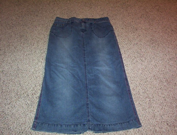 sz 10 Cato long denim stretch jean skirt