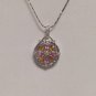 Created Sapphire Platinum Plated Pendant and 18" Chain