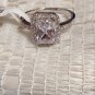 SS.925 Fancy Emerald Radiant Cut Halo CZ Cocktail Engagement Ring Sz 8