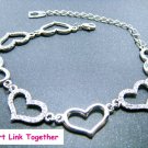 Heart Link Together Bracelet With Swarovski Crystal