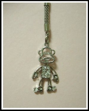 Lovely Monkey Phone Strap With Swarovski Crystal