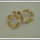 E34 Sparkle Faux Pearl Earrings With Czech Rhinestone