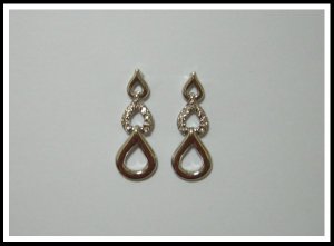E35 Unique Triple Twist Drop Earrings With Rhinestone