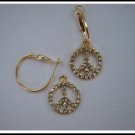 E43 Peace Sign Earrings With Rhinestone