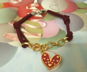 Love Knots + Real Heart  Suede Bracelets (Hand-Made) Unique Design