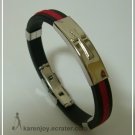 Black + Red Silicone With Cross Pattern Stainless Steel Bracelet Black + Red Silicone With Cross Pattern Stainless Steel Bracelet