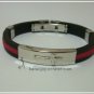 Black + Red Silicone With Cross Pattern Stainless Steel Bracelet