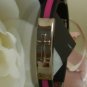 Black + Pink Silicone With Cross Pattern Stainless Steel Bracelet