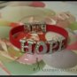 Custom made rhinestones letter leather bracelet
