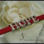 Custom made rhinestones letter leather bracelet