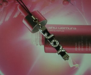 "J O Y" Black Leather Phone Straps